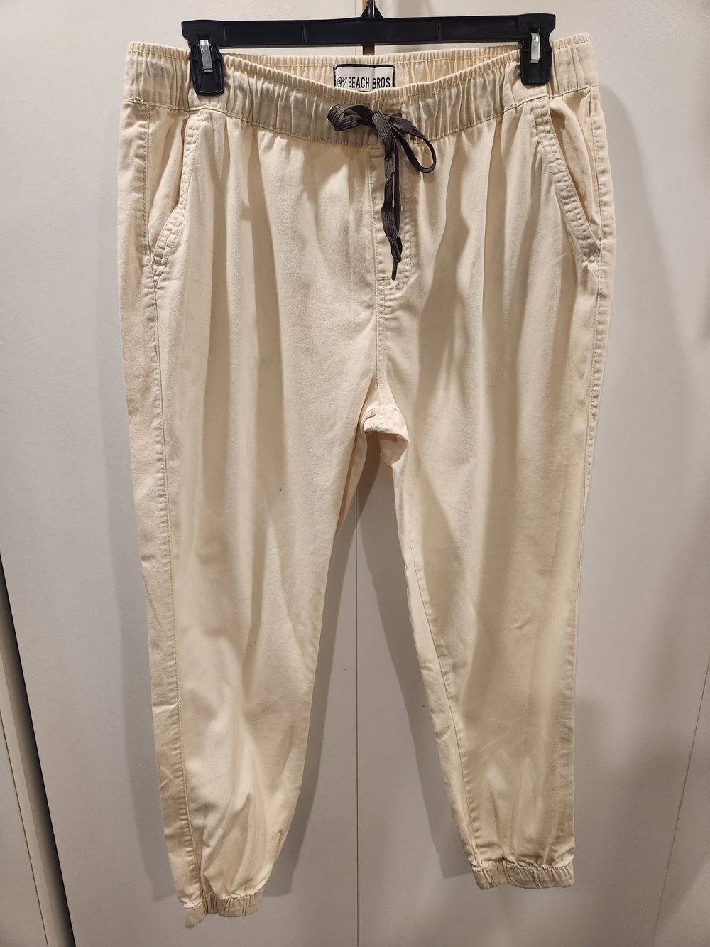 Men's Cream Drawstring Jogger Pants